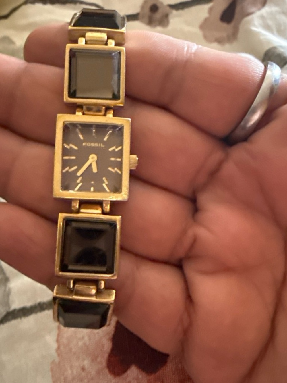 Fossil Gold Tone Bracelet Watch with Black Accents